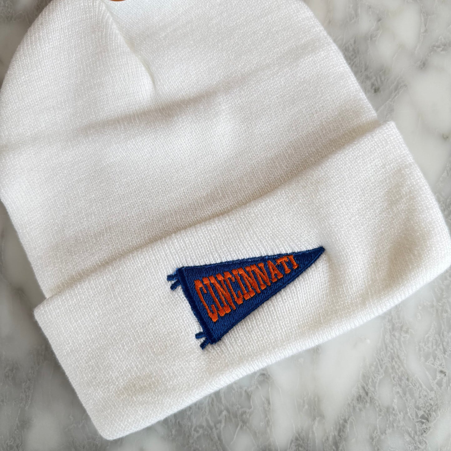 Cincinnati Pennant Flag Embroidered Beanie - Bengals or FC Cincy