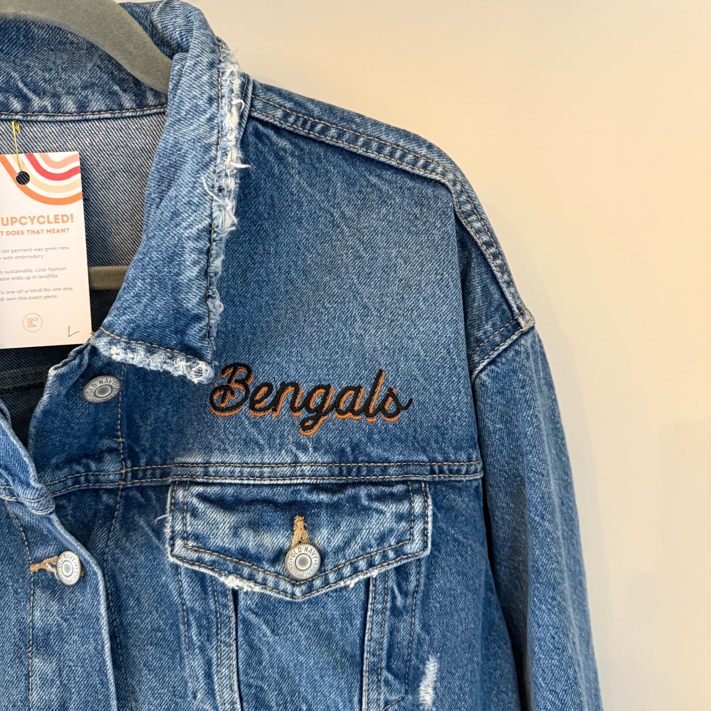 Cincinnati Bengals T-Shirt Appliqué Upcycled Denim Jacket