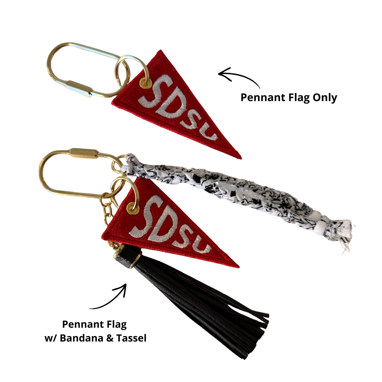 Custom Embroidered Pennant Bag Charm