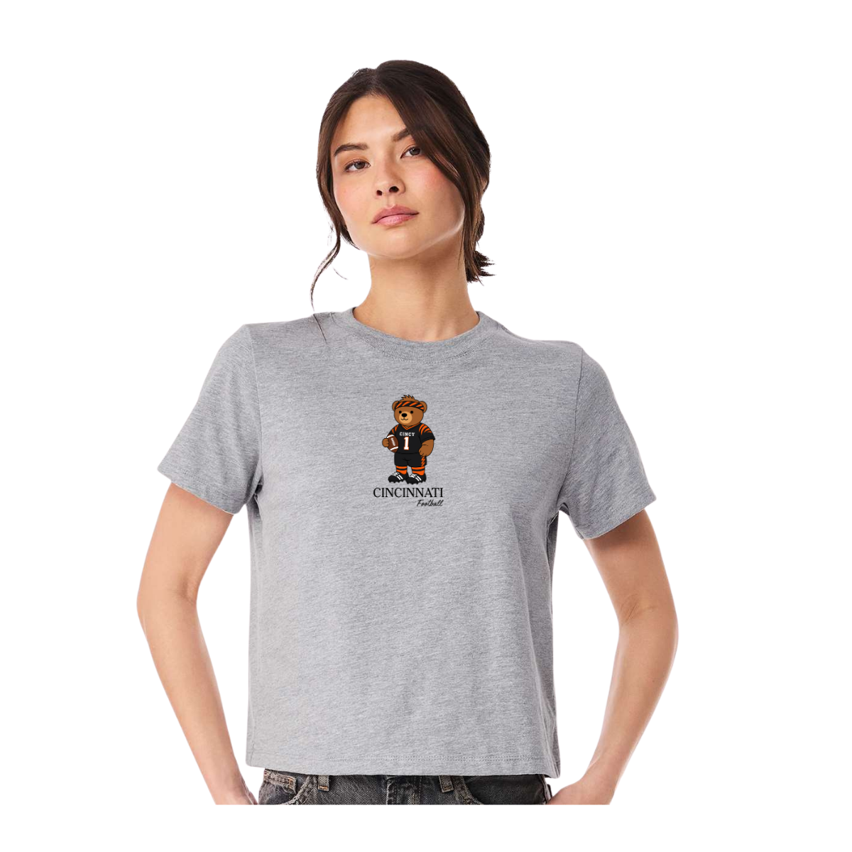 Cincinnati Bengals Football Teddy Bear Tee or Tank: Crop & Relax Fit Options